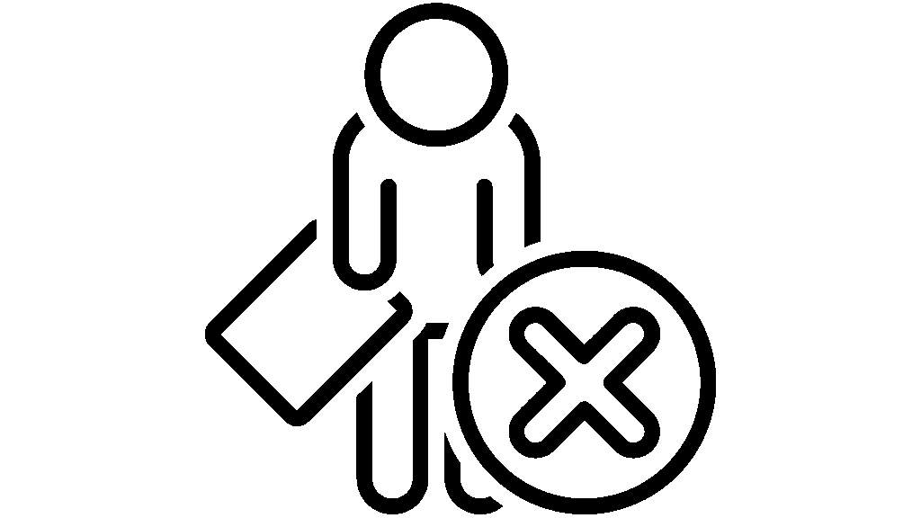 Icon of a person with a large X indicating errors removed.