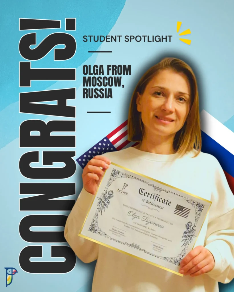 Student success story: Olga from Moscow mastering English with TruVee.