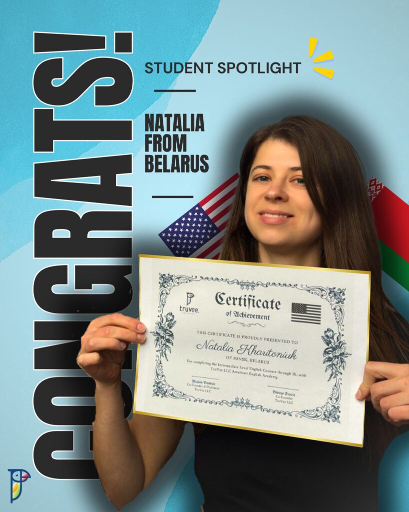 Student success story: Natalia from Belarus excelling in English with TruVee.
